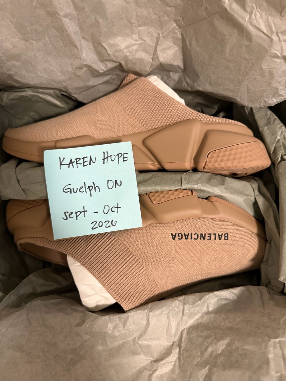 Balenciaga Slip-On Knit Sneakers in Tan